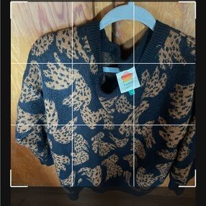 Farm Black and Brown Patterned Sweater